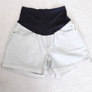 Old Navy light blue maternity jean shorts